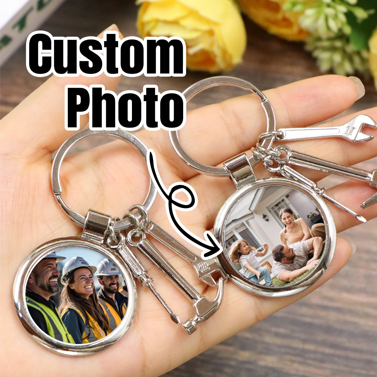 Individueller Schlüsselanhänger mit Foto, personalisierter Schlüsselanhänger, individuelle Taschenanhänger, Bild-Schlüsselanhänger, süßer Schlüsselanhänger, Schlüsselanhänger für Damen/Herren