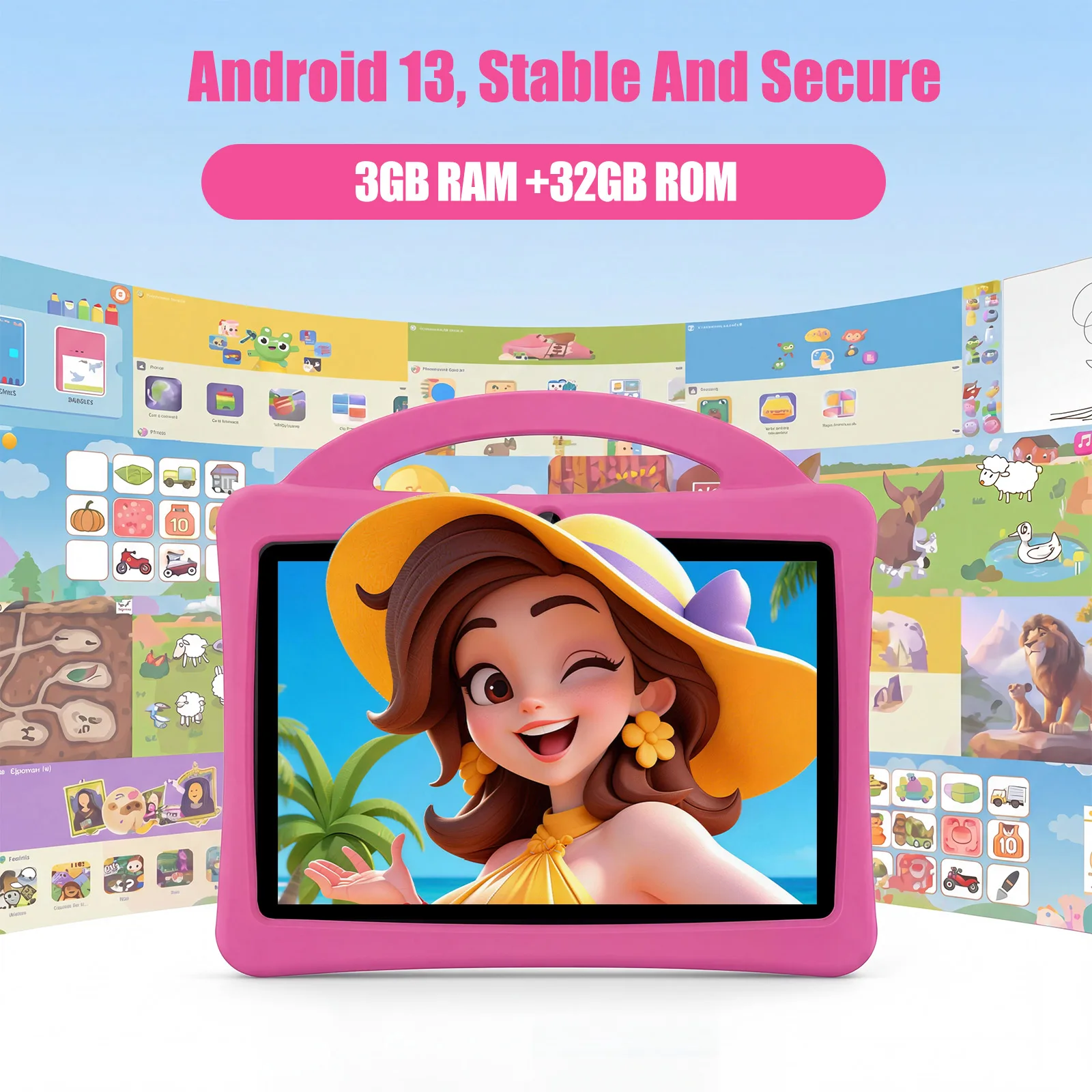 One Piece Tablet, 3GB RAM+32GB ROM, 7-inch With 13 System, Eye protection Screen WiFi, Dual Cameras 2MP+5MP, 4000 Battery