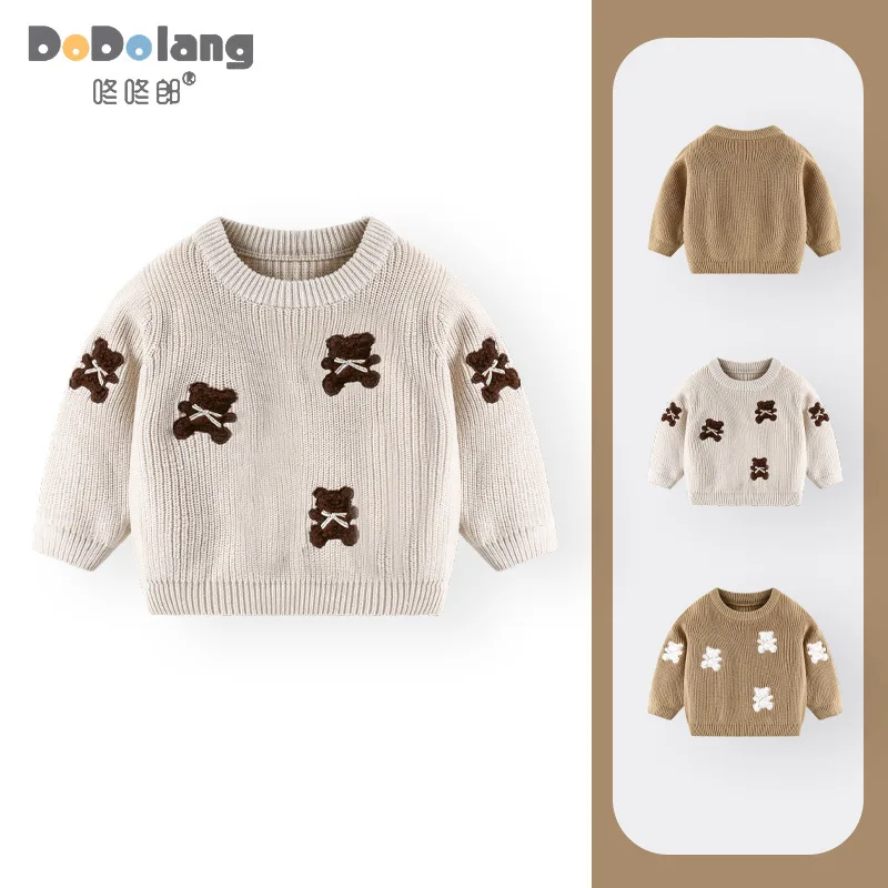 

Baby Teddy Bear 2025 Новый осенне-зимний свитер, детская одежда с круглым вырезом, мужской и женский детский свитер