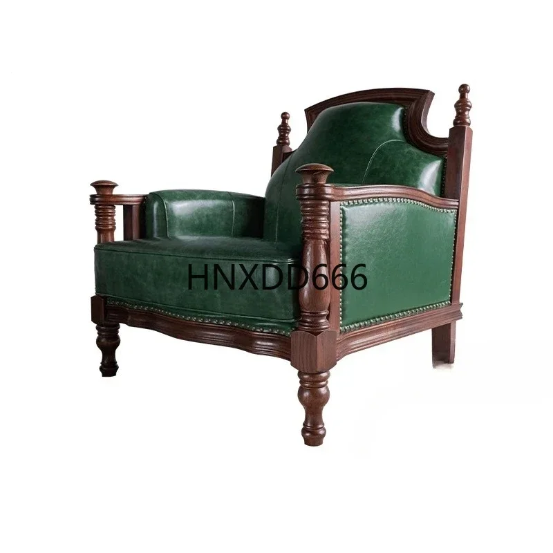 

American Green Leather Living Room Leather Sofa Combination European Blue High-End Top Layer Cowhide