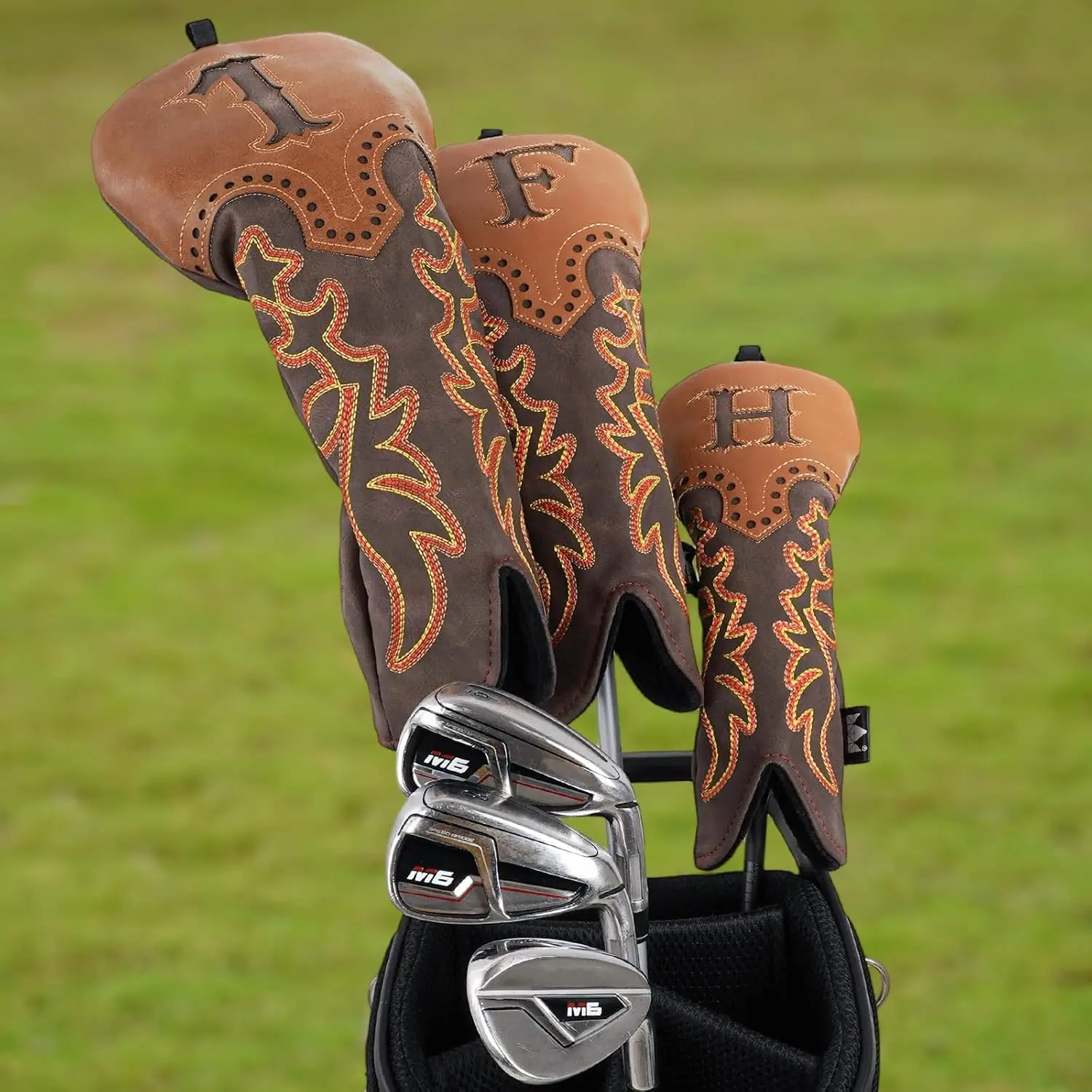 Golf Head Cover, Retro Cowboy Western Brown, Durable Headcover Fits Up to 460cc Driver, Fairway Wood, Hybrid, Rescue, and Putter Protector