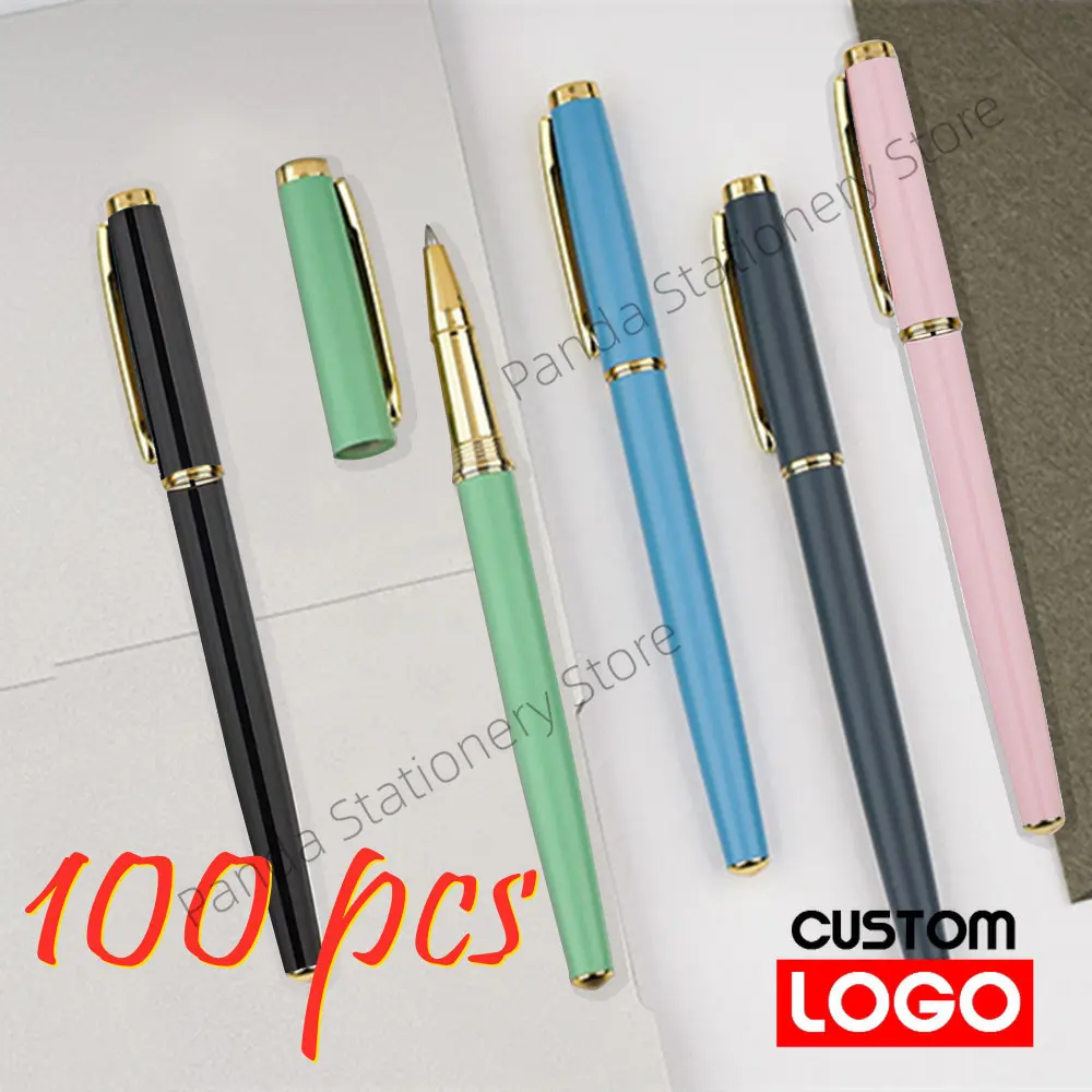 

100pcs Metal Gel Pen Customizable Logo Gift for Men Custom Name Luxury Premium Pen Office Witness Advertising Pen Wholesale