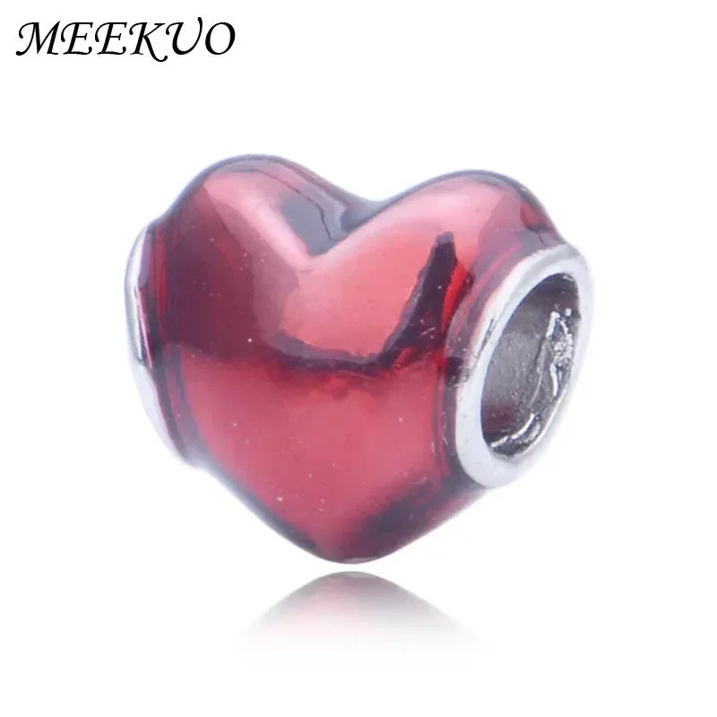 

Charms Beads Fit Original Charm Bracelets Red Enamel Heart Love DIY Jewelry Berloque