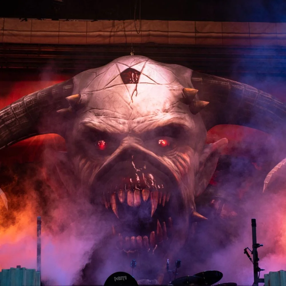 Giant Inflatable Custom Black Horror Horned Monster, Concert Performance Stage Halloween Event Background Decoration Props