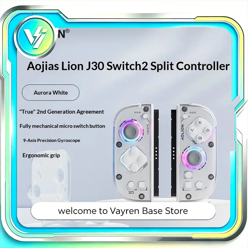 AOLION J30 Split Wireless Gamepad Mechanical Micro Buttons RGB Programmable Macro Controller for Nintendo Switch 2 Gaming Setup