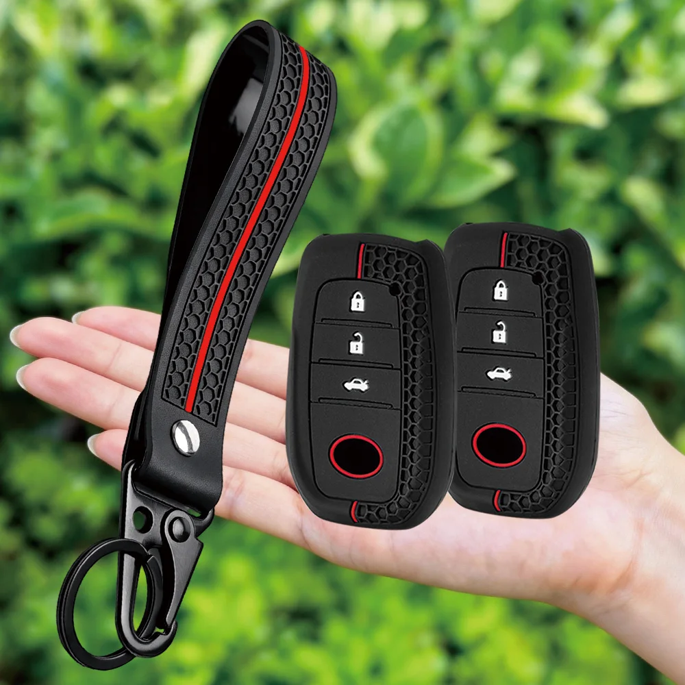 Keychain For Toyota Corolla Hatchback Cross Yaris Cross Prius Hilux Land Cruiser LC200 LC250 LC300 Silicone Car Key Case Cover