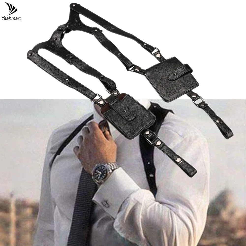 도난 방지 겨드랑이 숄더백 히든 스트랩 지갑 홀스터 백, 레저 더블 숄더 지갑 보안 숨겨진 팩 백팩