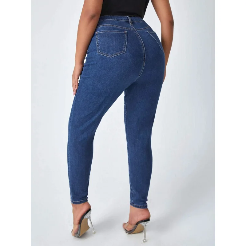 Cross-Border European and American plus Size Denim Skinny Pants Stretch Pencil PantsTEMUAmazonSHEINOverseas Warehouse Delivery