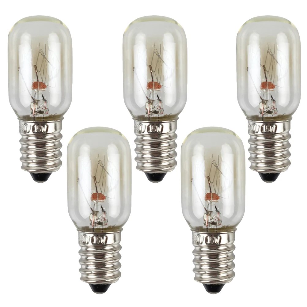 

5pcs Small Light Bulb Set E14 Base 15W Warm White Refrigerator Fridge Freezer Microwave Oven Range Hood Glass