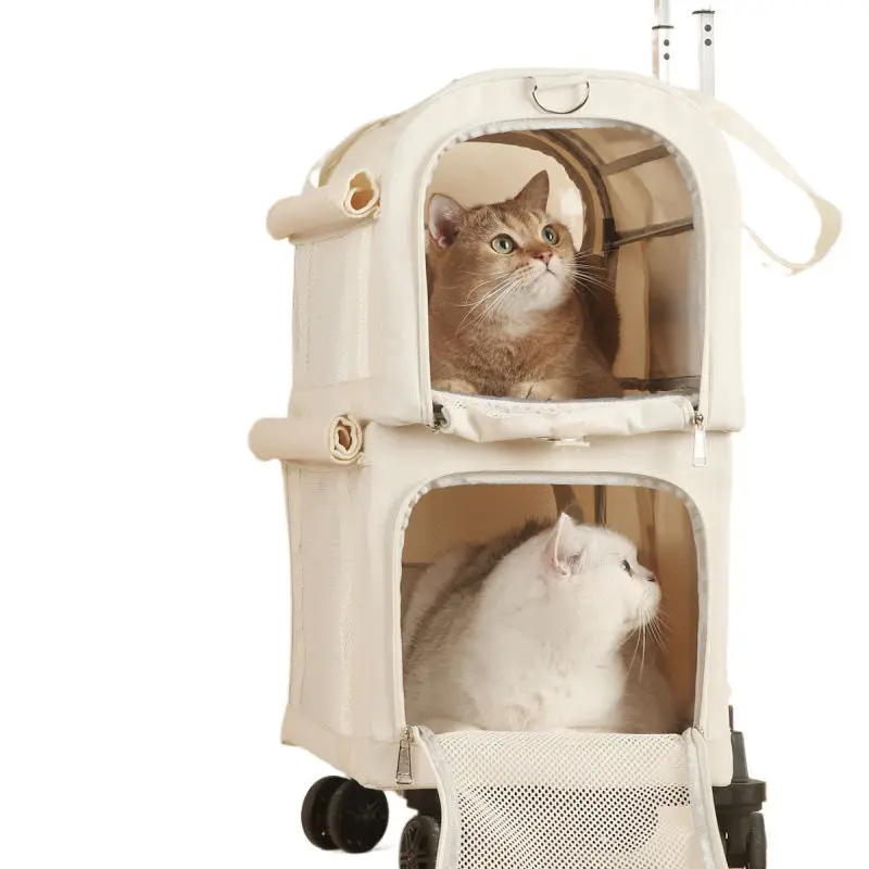 

Cat out bag Breathable cat out trolley case Large capacity foldable storage Double layer pet bag