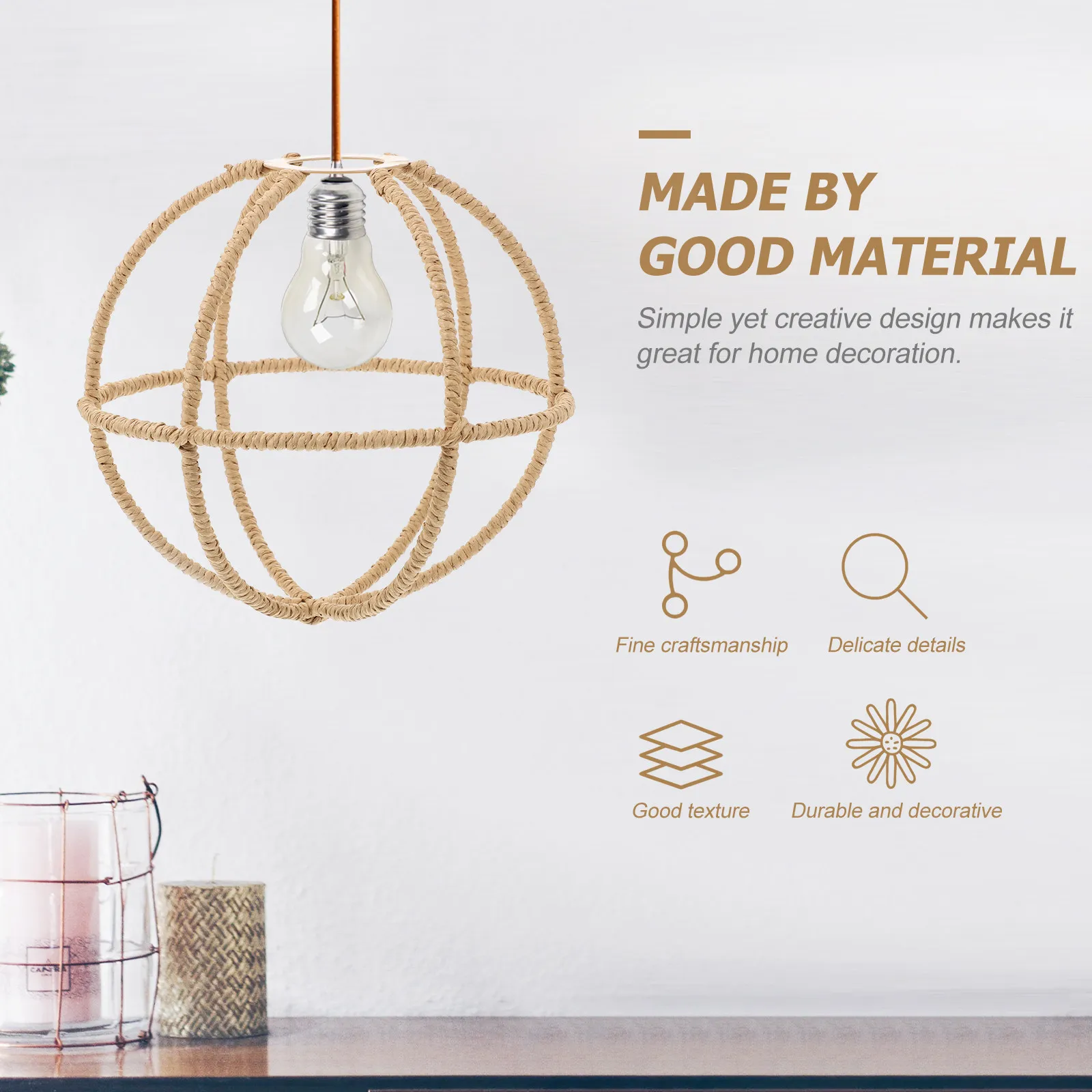 

Декоративный плетеный чехол для подвесных потолочных светильников в деревенском простом стиле, создающий теплую атмосферу для спальни, гостиной, балкона