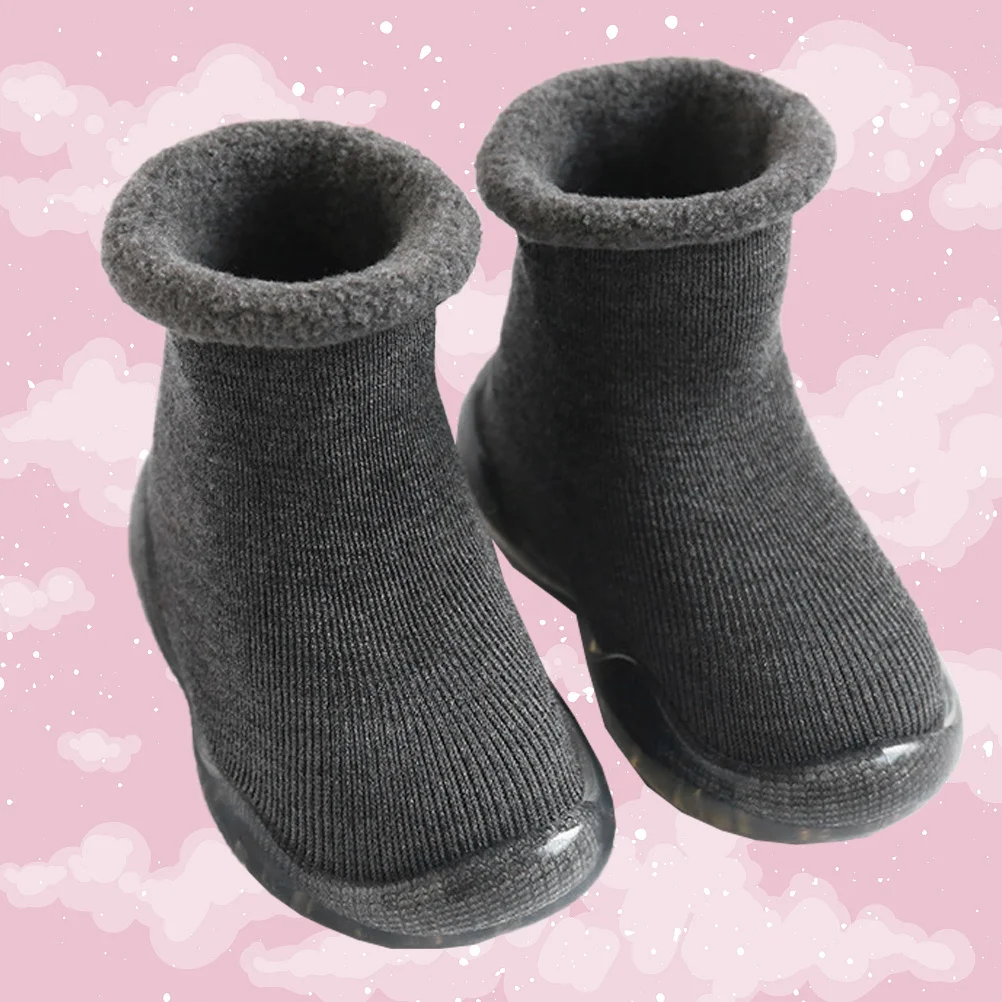 

Хлопковые детские противоскользящие носки, серые, размеры 22, 23, теплые противоскользящие носки для малышей, дышащие, впитывающие пот