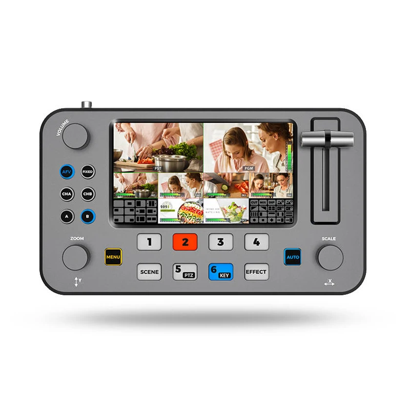 5.5 Inch Crhivi K400 HD Phát Trực Tiếp Video Switcher 4XHDMI Đầu Vào Hdmi USB3.0 Đa Định Dạng Phòng Thu Kỷ Lục