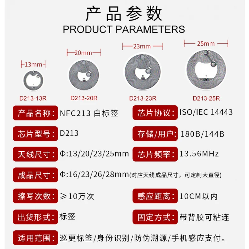 Customized. Factory RFID Electronic Anti-Counterfeiting/Anti-Tearing NFC Intelligent Passive White Label Diameter