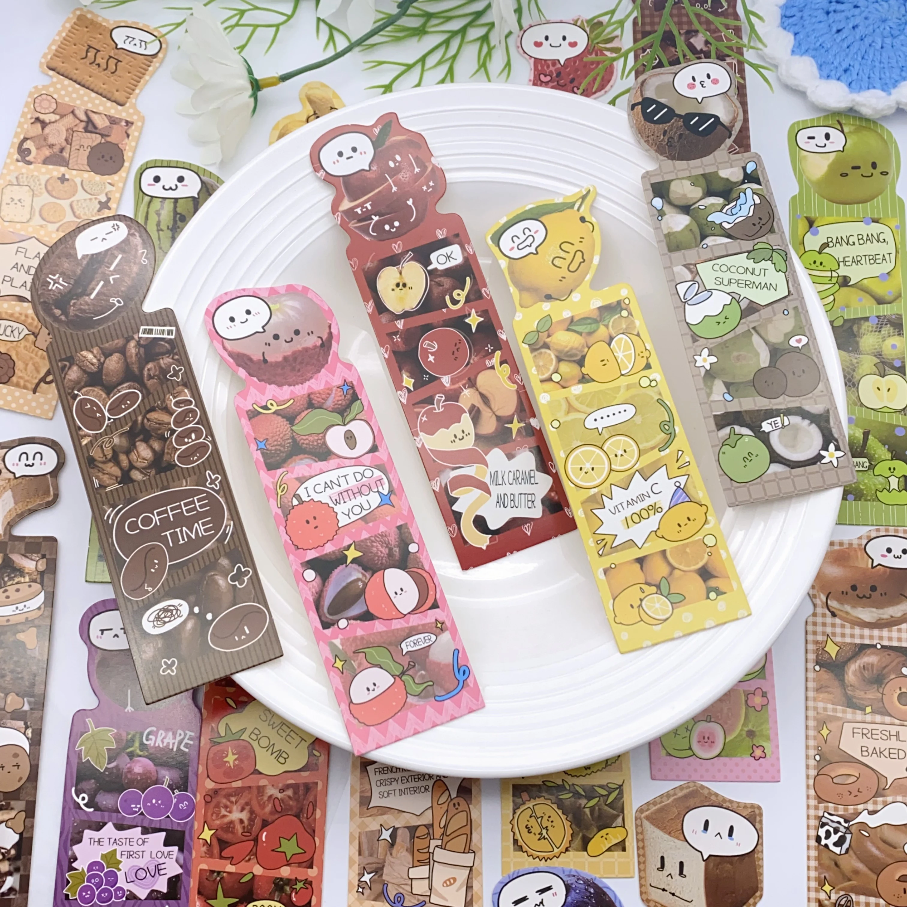 30PCS Lebensmittel Obst Kekse Lesezeichen Lustige Dessert Lesezeichen Papier Karte Kennzeichnung Lesezeichen Buch Liebhaber Geschenk Lesen Liefert