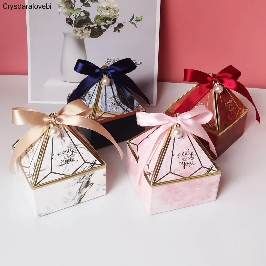 Gift Box Wedding Supplies Party Candy Box Baby Shower Paper Chocolate Boxes New Prismatic Creative Bronzing Packaging Boxes