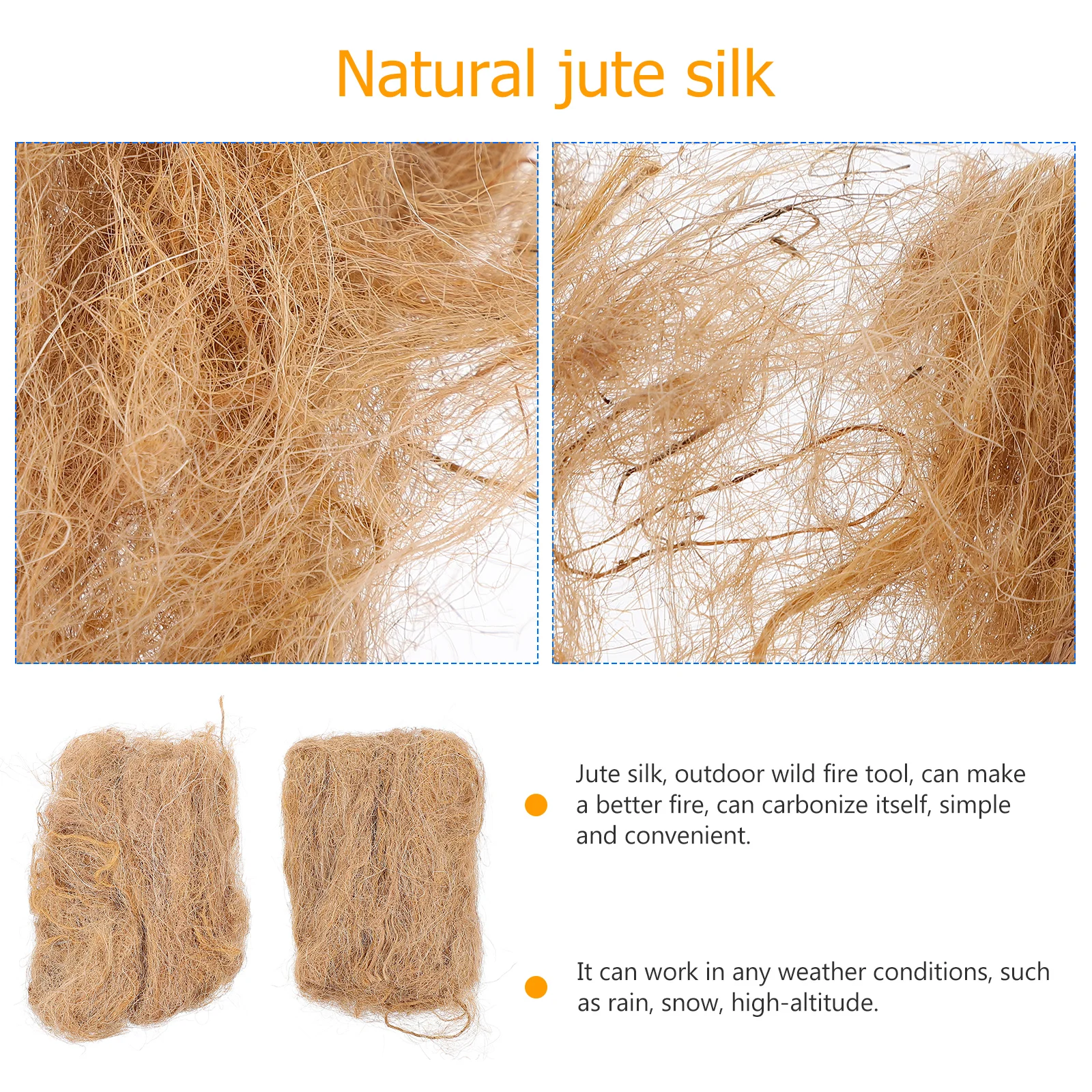 

2 Packs Silk Fire Starter Outdoor Camping Large Size All Weather Burning Fire Starter Jute Silk Accessories