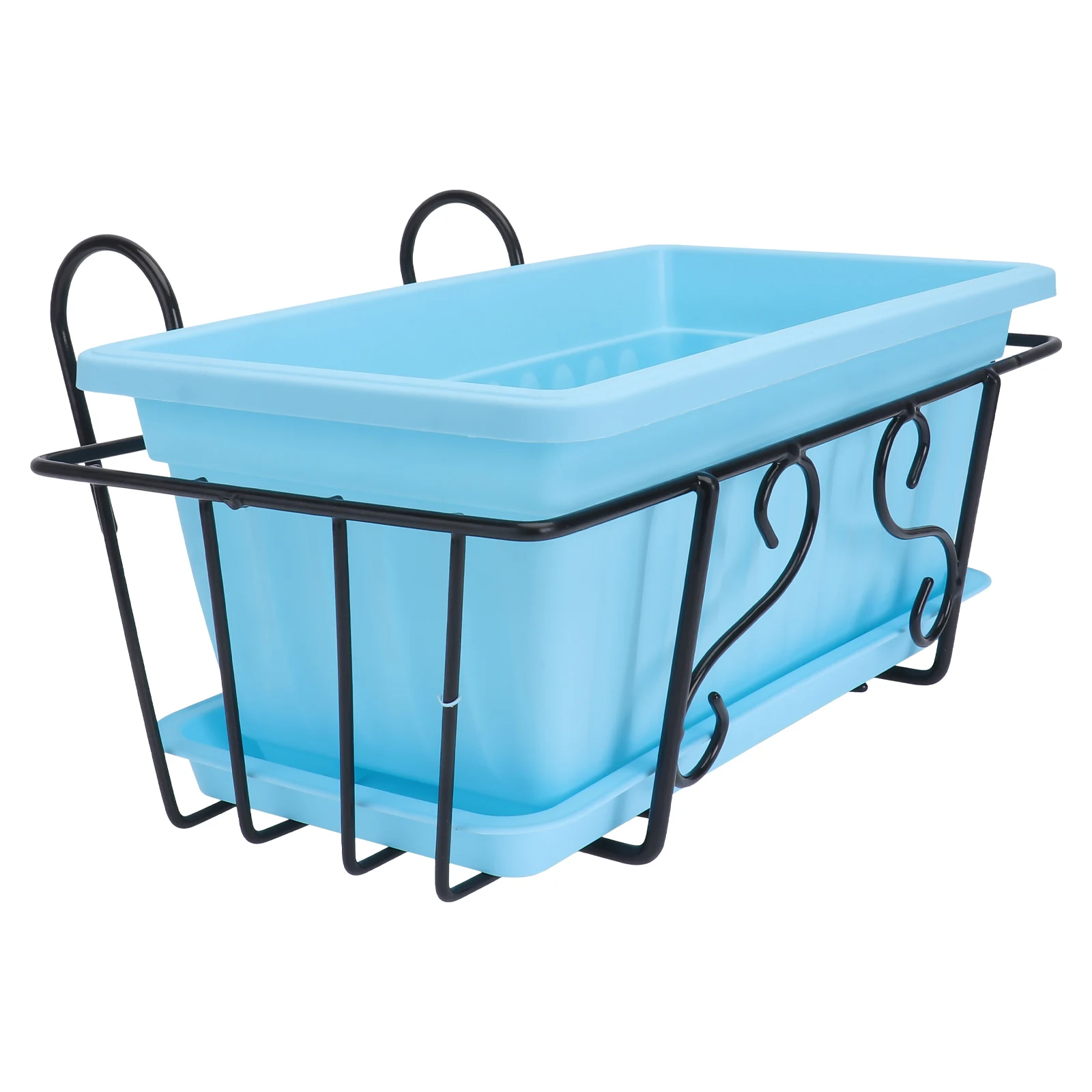 

Hanging Flowerpot Plant Pot Railing Holder Sky Blue Plastic Garden Accessories Durable Home Balcony Decor Vertical Space