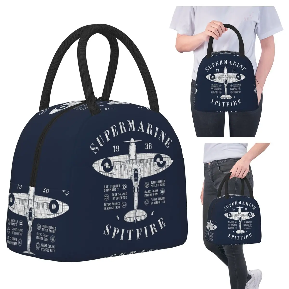 

Supermarine Spitfire 2 Insulated Lunch Bag for Kids School Cooler Thermal Food Box Tote Portable Lunch Boxes Container