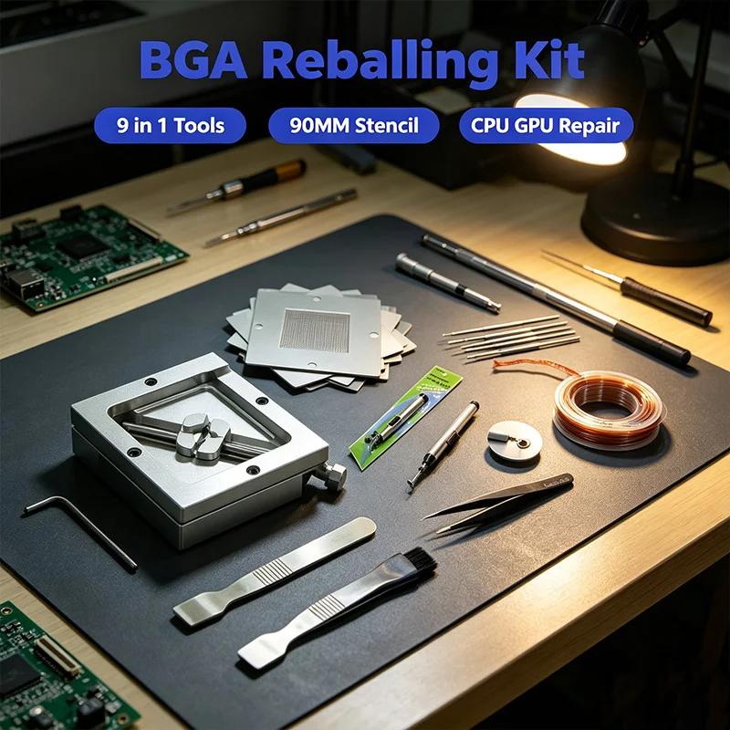 LY.GROUP.CHINA 90MM Stencil 9-in-1 Universal Repair Kit for Intel Nvidia ATI GPU CPU Game Console Memory