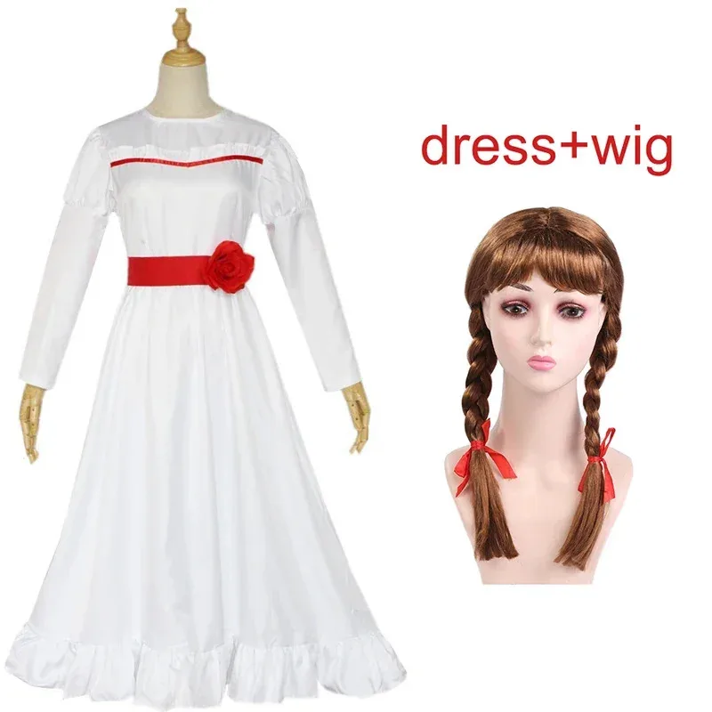 

Movie Conjing Doll Annabelle Dresses Cosplay Halloween Carnival PartyCostumes Wig Suit Dress Up Female Child Adult Uniform Suit