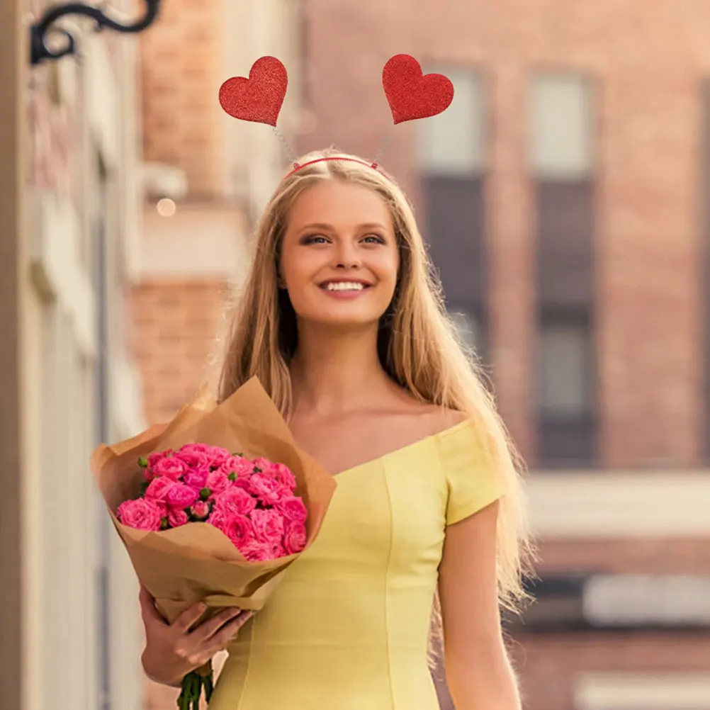 

2Pcs Valentines Heart Headband Women Stylish Hairbands Love Photo Booth Props Heart Headband Valentines Bopper