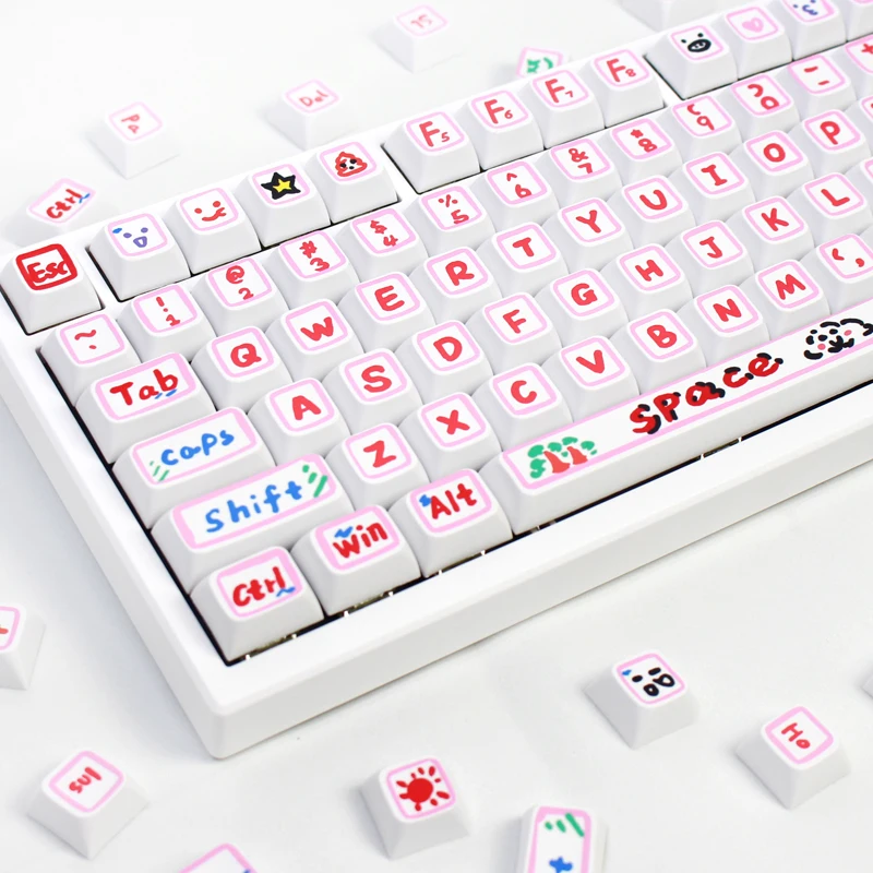 Hand-printed Cute Keycaps Set for Mechanical Keyboard Keycaps Gaming Custom Keyboard 60% 65% 75% 95% 100% 80%