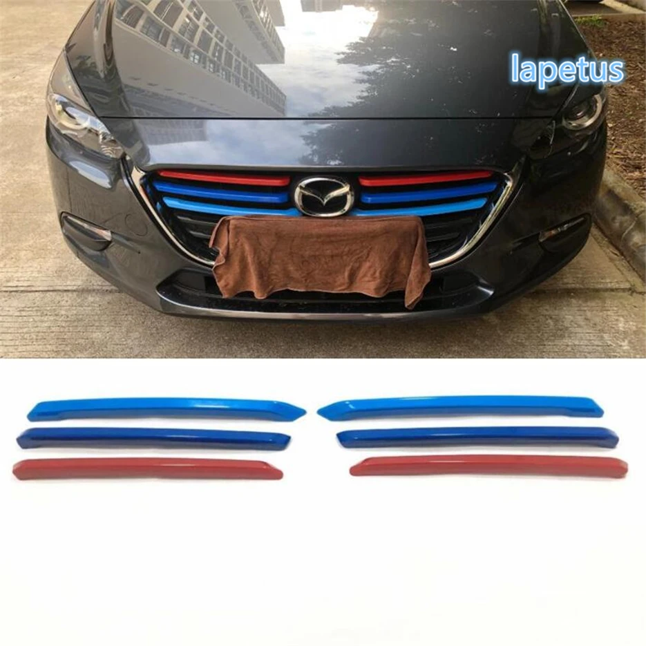 Tricolor Front Bumper Mesh Grille Radiator Decoration Cover Trim Fit For Mazda 3 AXELA Sedan Hatchback 2017 2018 Car Accessories