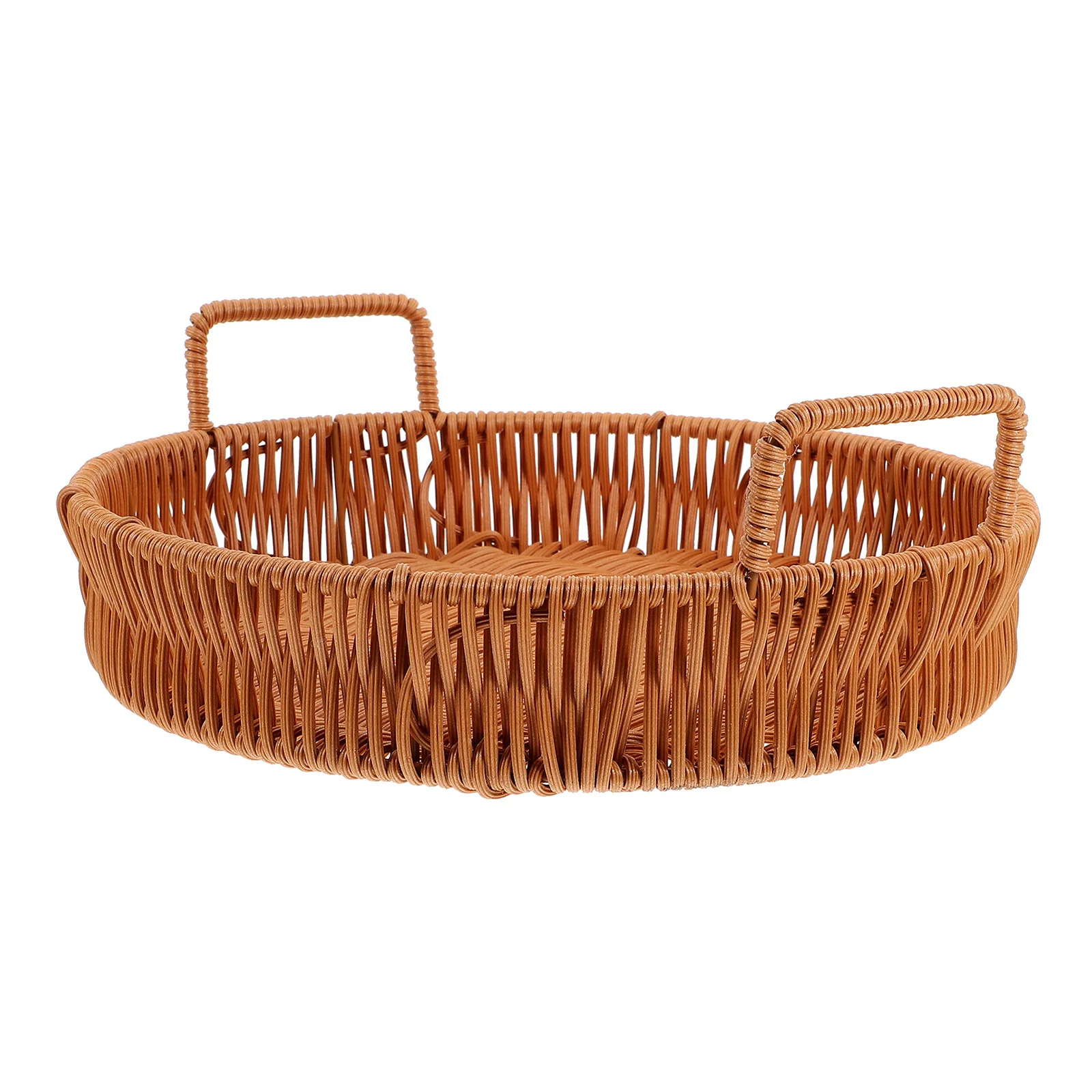 

Woven Storage Basket Imitation Rattan Fruit Bread Holder Kitchen Food Organizer Rustic Home Restaurant Decorative