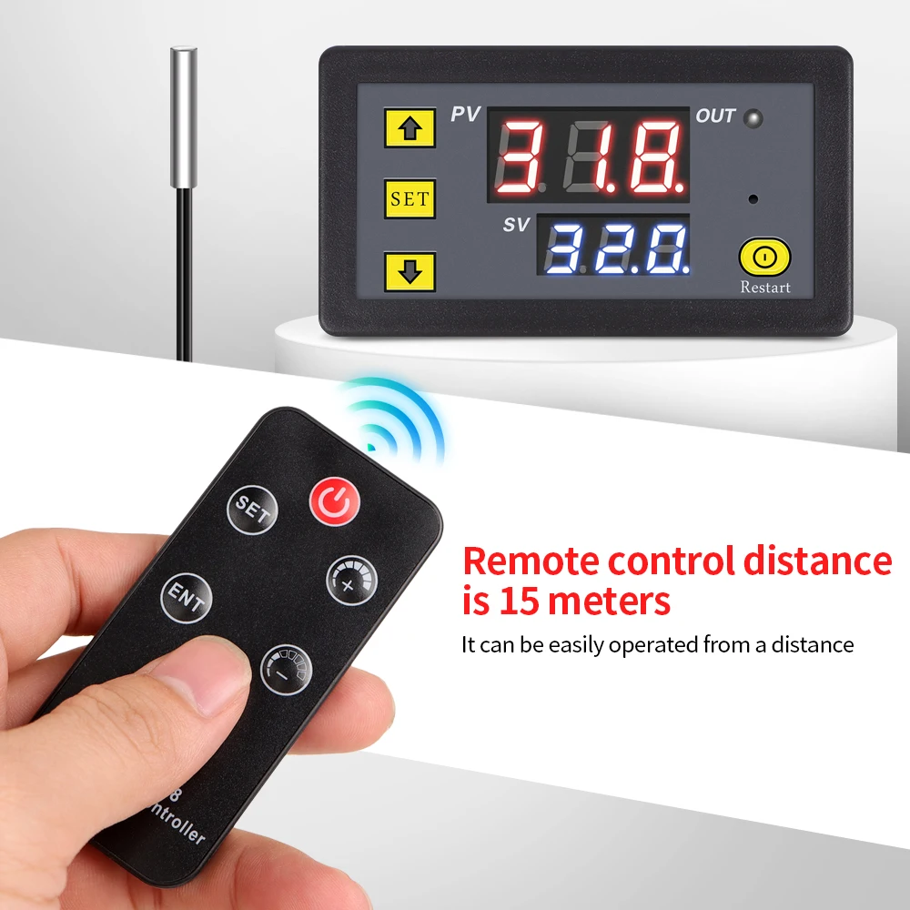 ZFX-W1608 LED ترموستات رقمي 15 متر التحكم عن بعد منظم الحرارة حاضنة DC12V متحكم في درجة الحرارة للتدفئة والتبريد