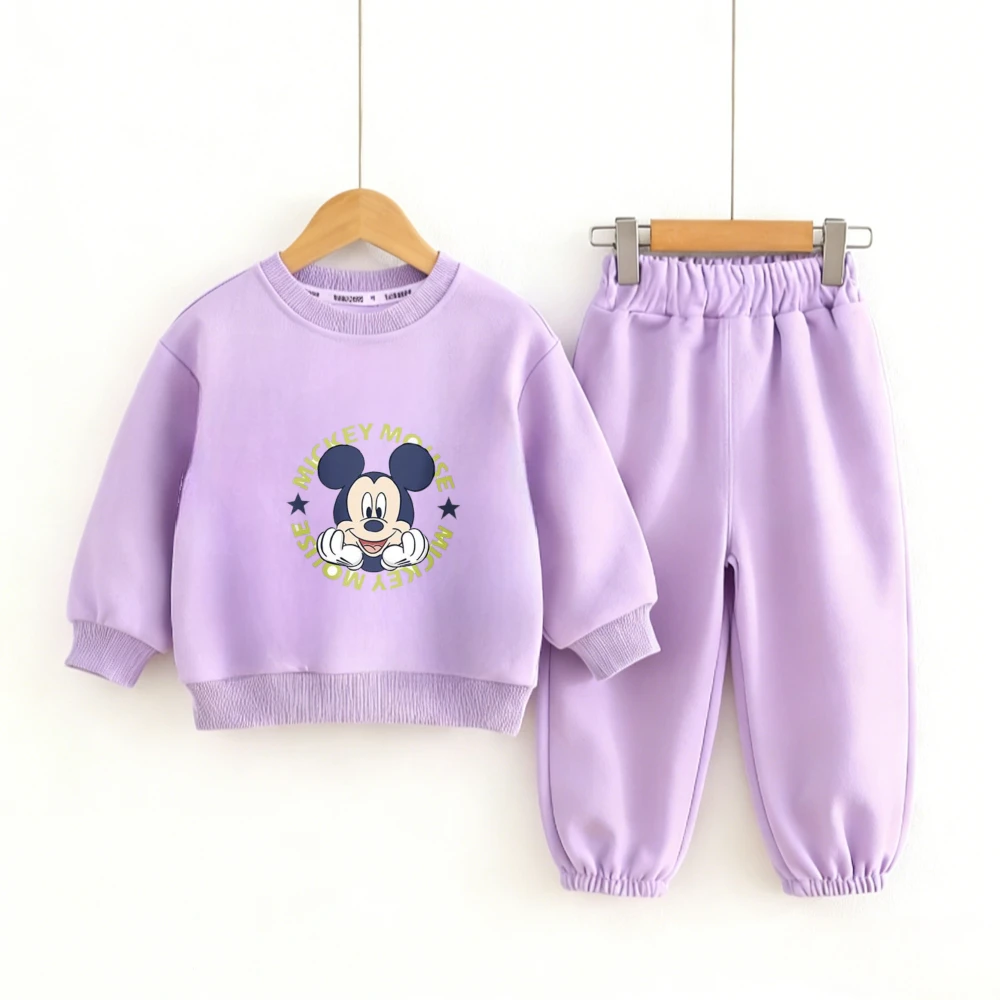 Conjunto de 2 piezas de Mickey para niños pequeños, sudadera adorable con estampado icónico + pantalón de cintura elástica, fácil de usar, varios tamaños + opción de colores