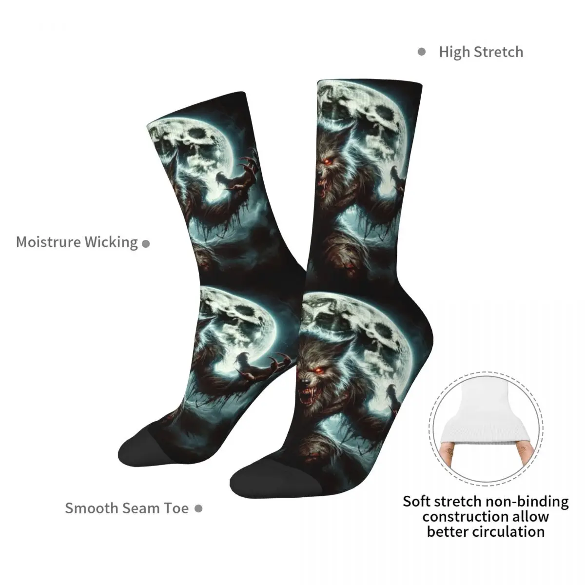 Werewolf In The Moonlight Socks Harajuku High Quality Stockings All Season Long Socks Accessories for Man Woman's Christmas Gift