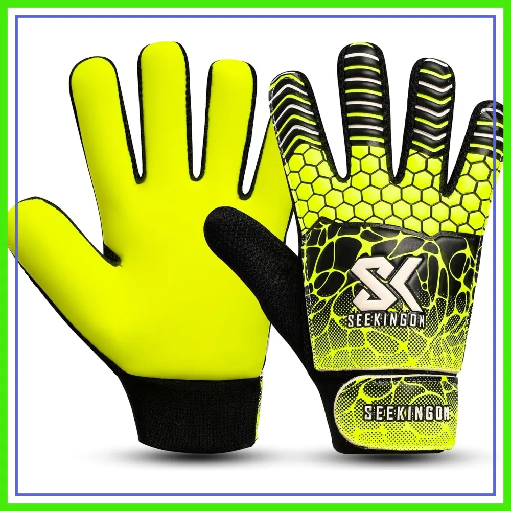 

Soccer Goalie Gloves Youth, Football Goalkeeper Gloves for Kids Boys Children, Double Wrist Support 4mm Grip Palm