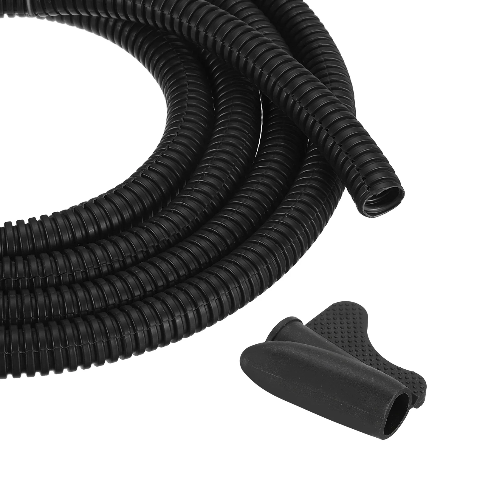 3/8Inch 200ft Split Wire Loom Tubing Flexible Cord Protector with Installation Tool Cable Management Sleeve Conduits Cover Black