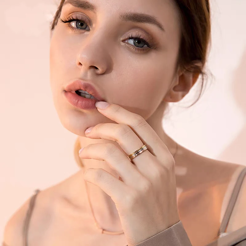 High quality 925 sterling silver color separation trinity ring ladies temperament fashion brand couple engagement luxury jewelry