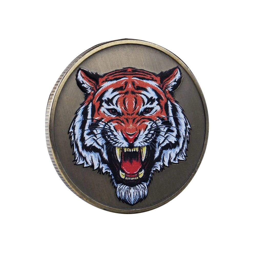 

2022 Tiger Head Bronze Coin for Good Luck Chinese Tiger Coins Collection Feng Shui Souvenirs and Gifts