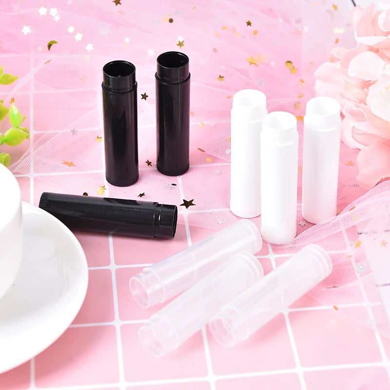 

100pcs Clear Black White Balm Tube Container With Cap Cosmetic Sample Container 5ml Diy Empty Lipstick Bottle Lip Gloss Tube Lip