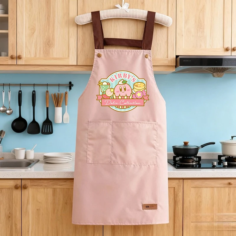 kirby Grembiule da cucina Impermeabile Donna Uomo Grembiuli da casa Carino Lavabile Resistente all'olio Cottura BBQ Ristorante Cafe Grembiuli Regalo per la casa