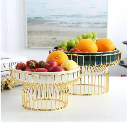 

Североевропейская железная художественная керамическая ваза для фруктов, зеленая гостиная, бытовой журнальный столик, конфетная тарелка для салата, украшение корзины для закусок