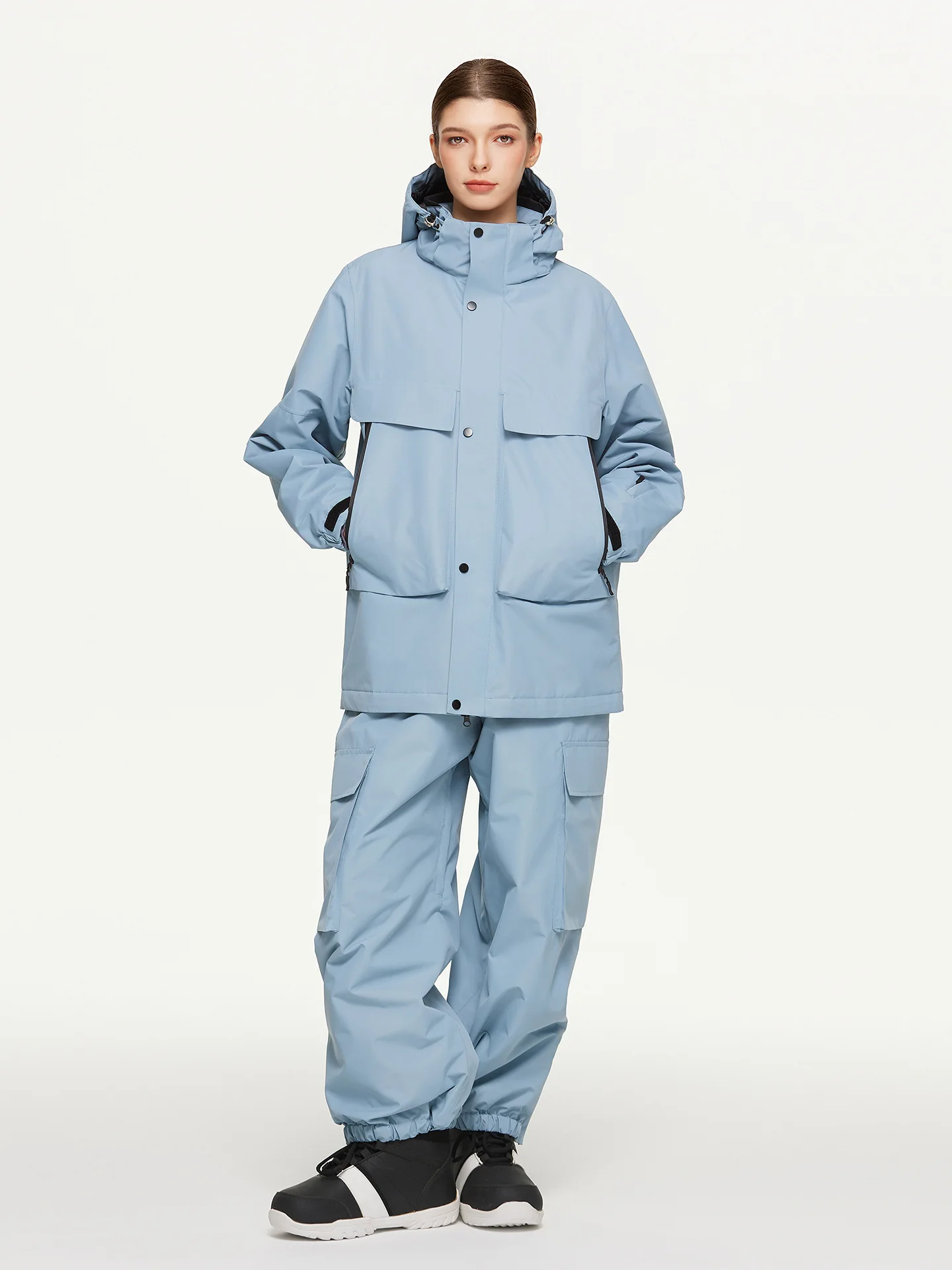 Women's Men's Winter Outdoor Ski Suit Stand Collar Windproof Waterproof Solid Pattern Zipper Closure