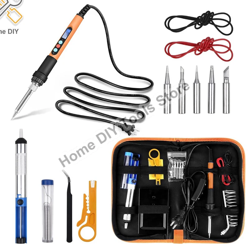 

100W Digital Soldering Iron Kit Temp Adjustment Automatic Sleep Internal Thermal Ceramic Heating Electronic Welding Tools