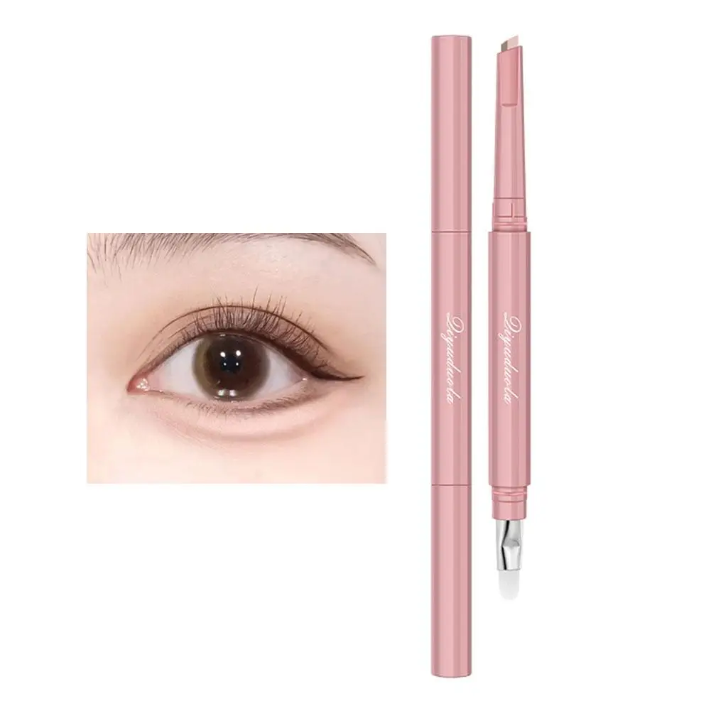 2-in-1 Color-Blocking Sleeping Silkworm Stick - Ombre Pink Brown Ultra-Thin Natural Highlighter Long-Lasting Waterproof Lower
