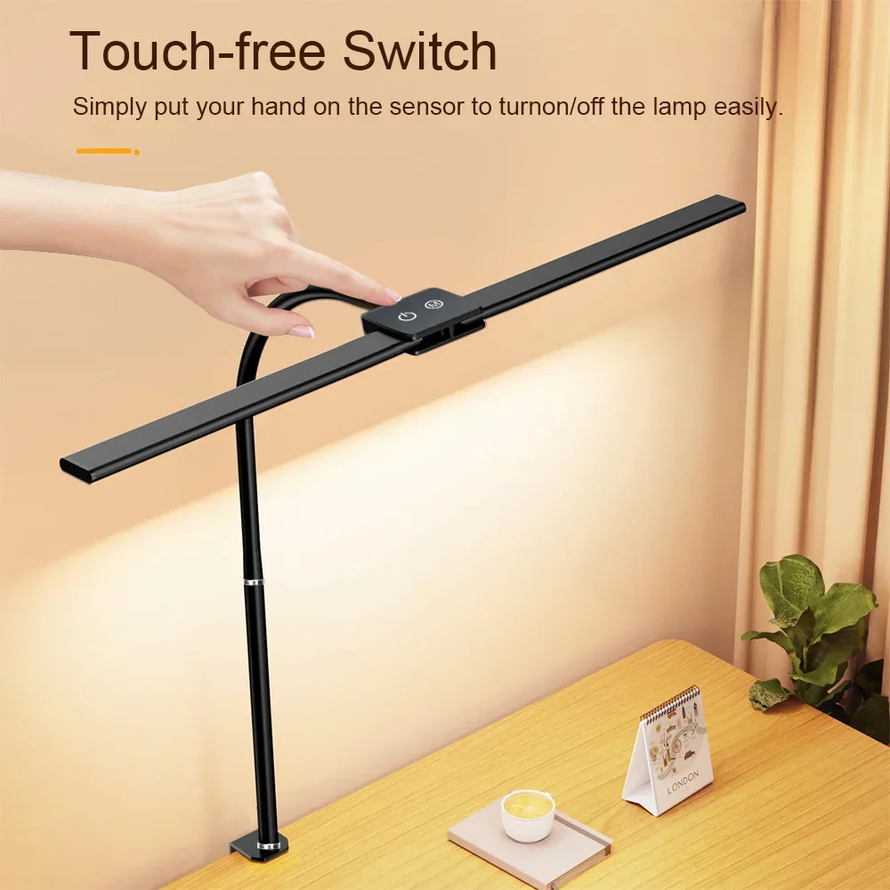 Led Desk Lamp Eye‑Caring Architect Desk Light with Clamp Dual Screen Computer Monitor Smart Table Lamp for Office Home Use