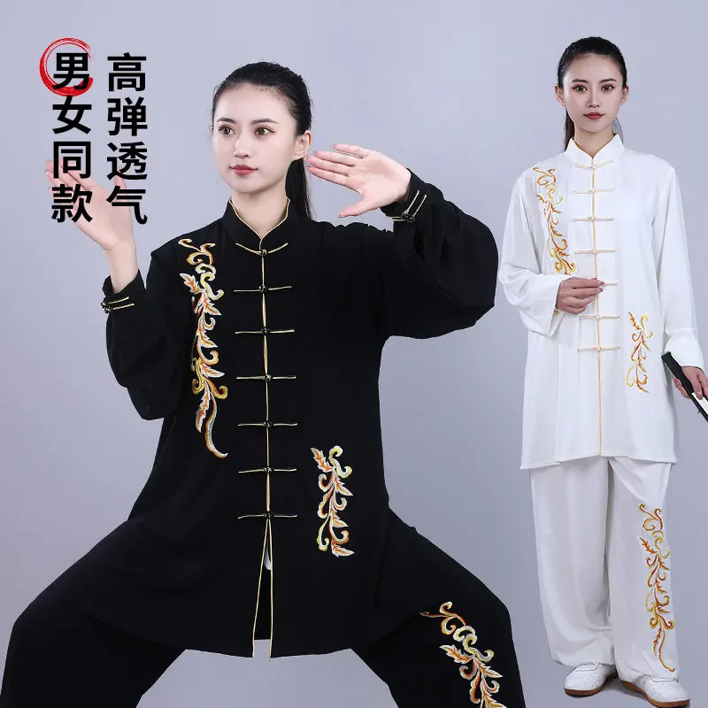

Tai Chi Uniform Embroidery Spring Summer Traditional Wushu Costume Martial Arts Training Morning Exercise Performance Outfit
