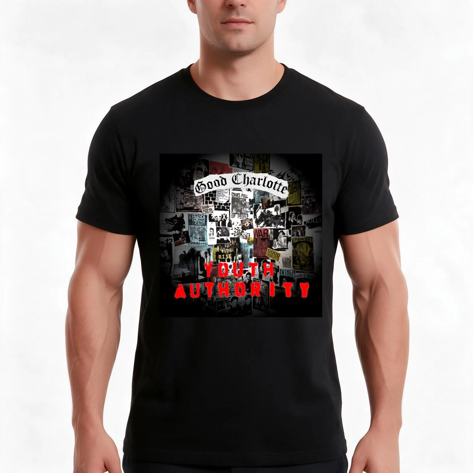 mar20 GOOD CHARLOTTE Mitch Schneid T-Shirt, Summer Casual Cotton Tee, Oversized Streetwear Tops, Vintage Graphic Print