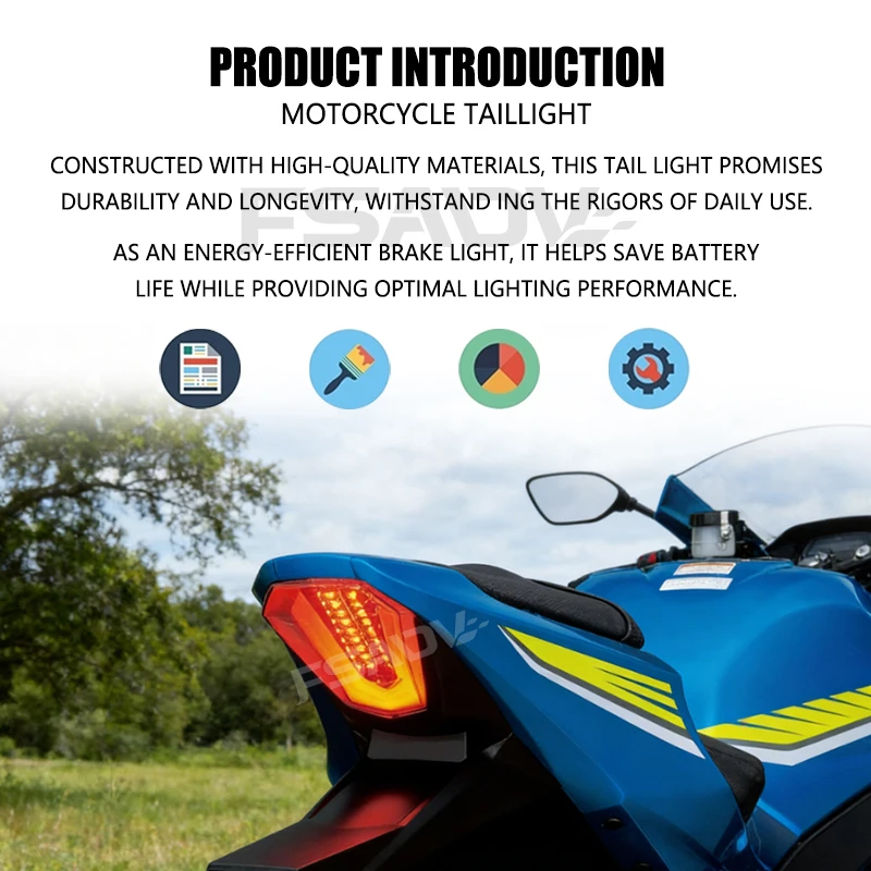 Rear Tail Light Brake Turn Signals Integrated LED Stop Light For Suzuki GSX-R1000 GSXR1000 GSXR 1000 2017-2024 2022 2023 view 2