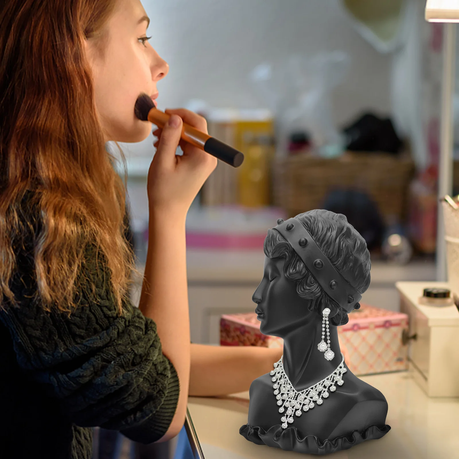 

Подставка для украшений из смолы, 1 шт., бюст для демонстрации ожерелий и серег, стильный декоративный держатель для украшений для дома