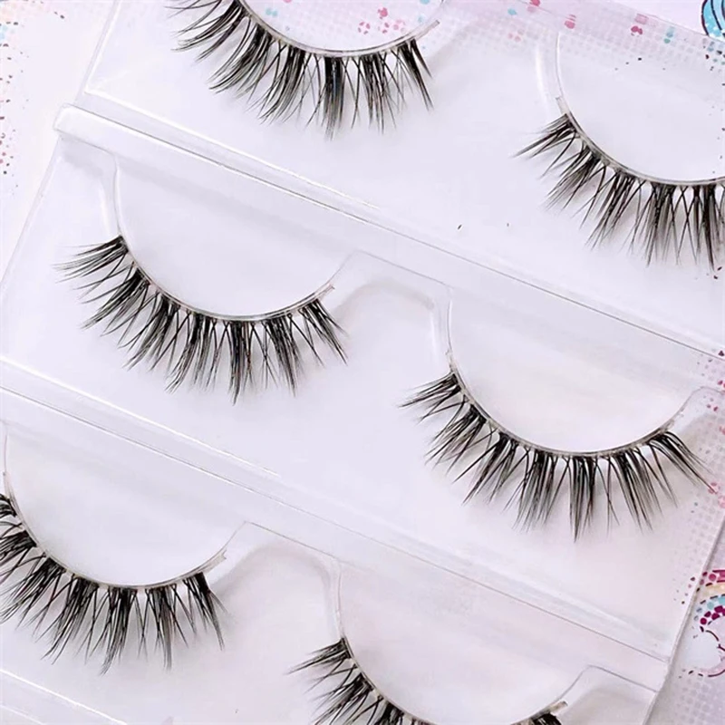 3D Bunch Japanese Fairy Little Devil Cosplay False Eyelashes Segmented Natural Cross Manga Lashes Extension Maquiagem freeship