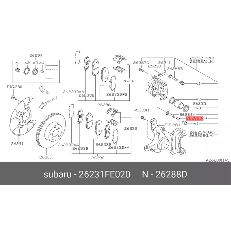 Genuine parts Brake cylinder Pin bush Rubber 26231FE020  for Subaru Forester Legacy Outback XV BRZ in original