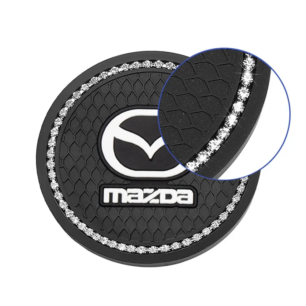 Car Water Coaster Holder Anti-slip Diamond Rubber Mat Car Interior Accessories For Mazda 2 3 Axela Atenza Demio RX7 MS CX-5 CX-3